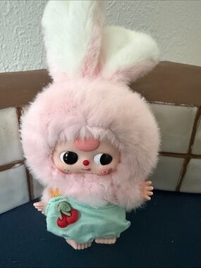 Baby Three 50% Pink Bunny Plush Doll with Mint Cherry Outfit